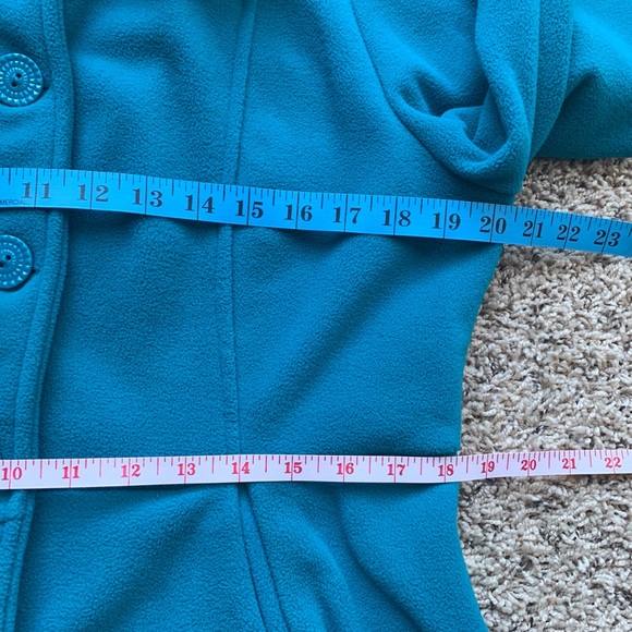 Retro Threads Vintage Style Ruffled Buttoned Down Coat Emerald Blue Size M - Picture 16 of 16